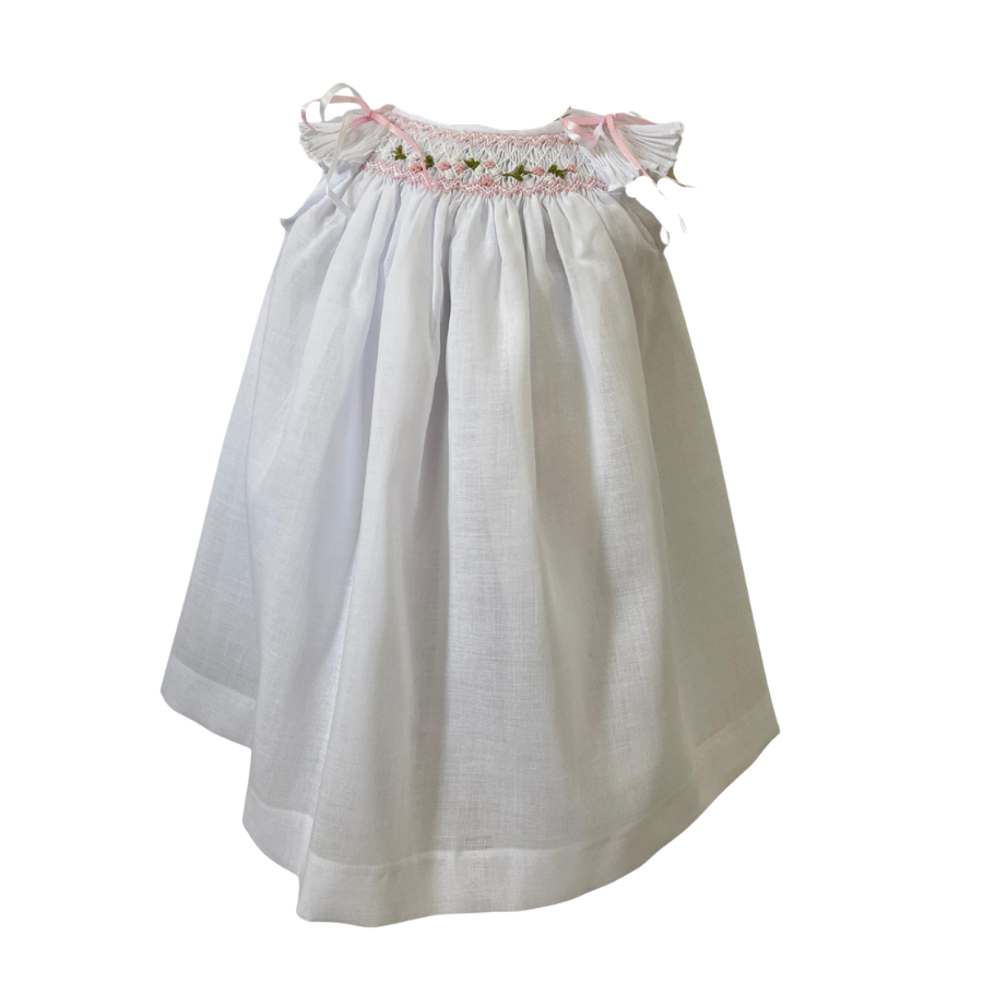 Micaela - Hand Smocked Baby Dress with Flutter Sleeves