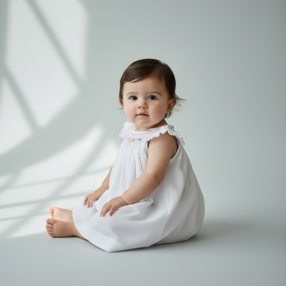 Micaela - Hand Smocked Baby Dress with Flutter Sleeves