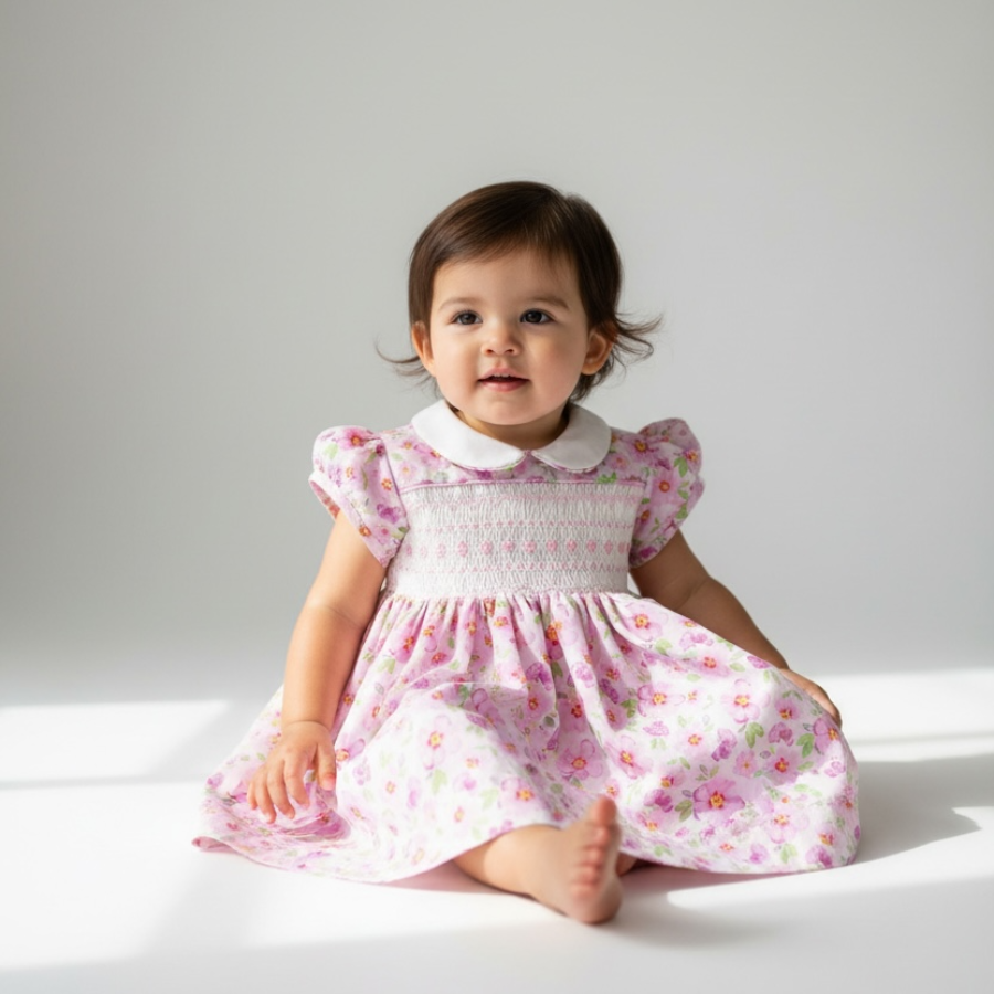Emma - Hand Smocked Cotton Dress