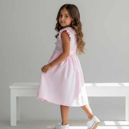 Cordelia - Hand Smocked Dress with Spanish Pique Fabric