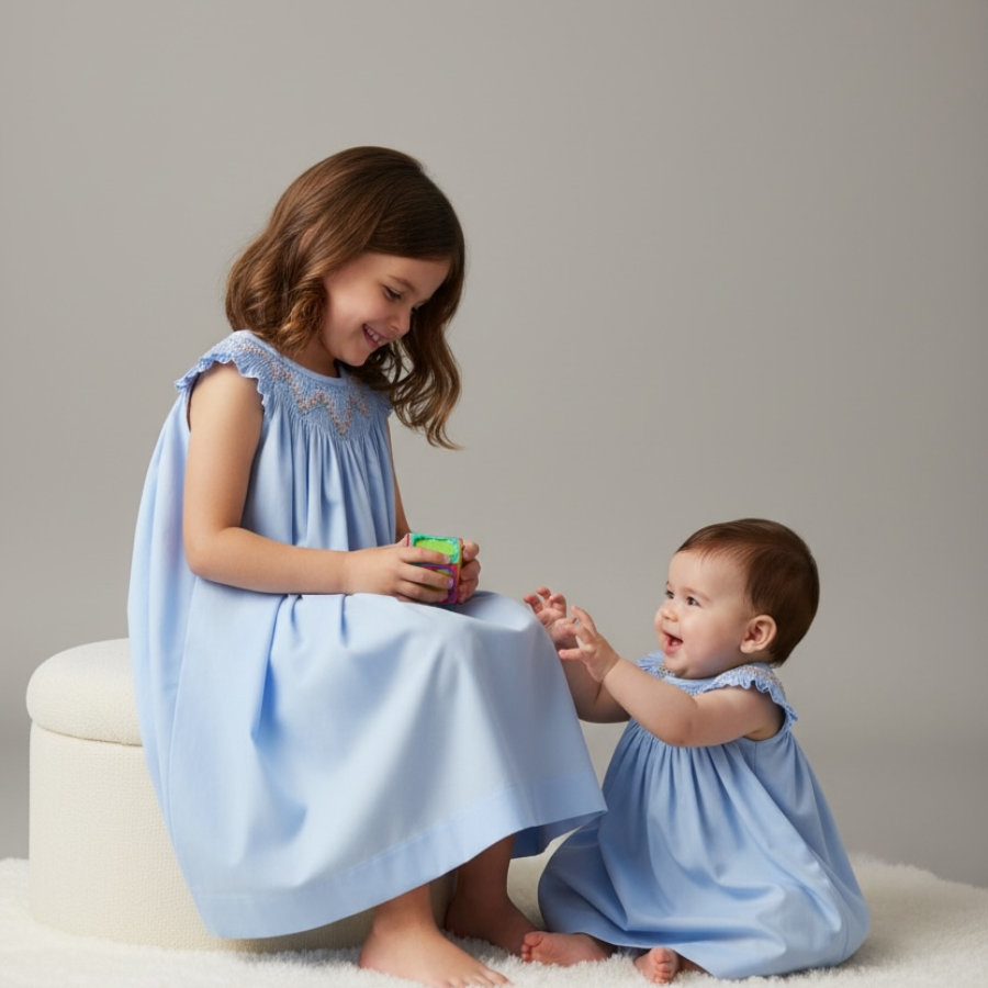 Arabella - Hand Smocked Dress with Pique Fabric