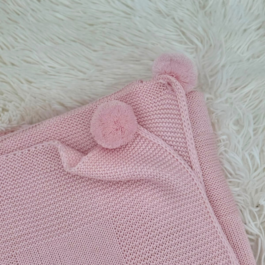 Cotton Baby Blanket - Pompons