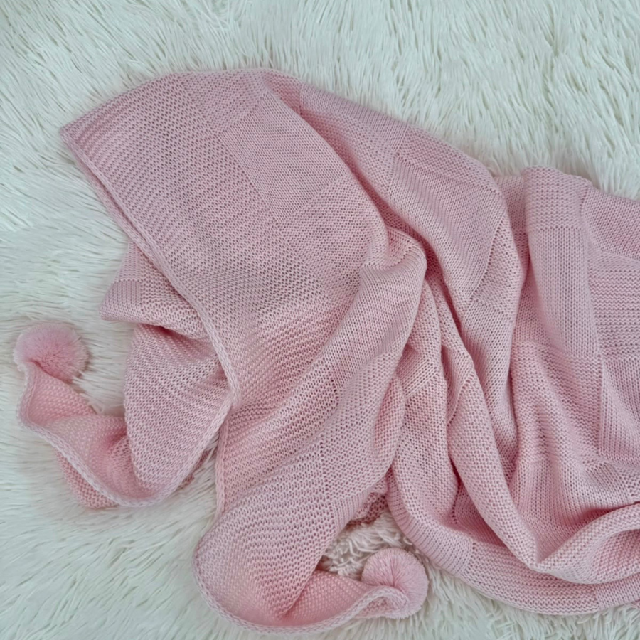 Cotton Baby Blanket - Pompons