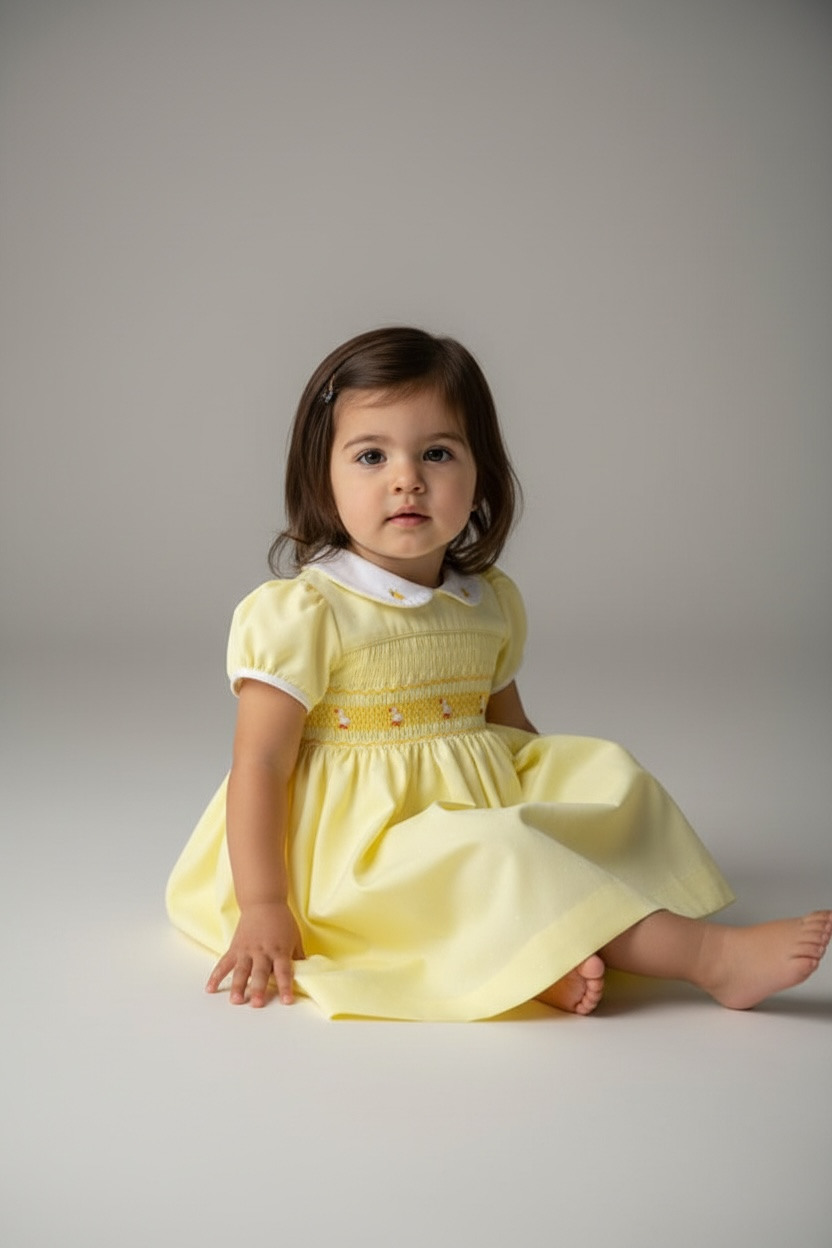 Emilia - Hand Smocked Dress with Spanish Pique Fabric