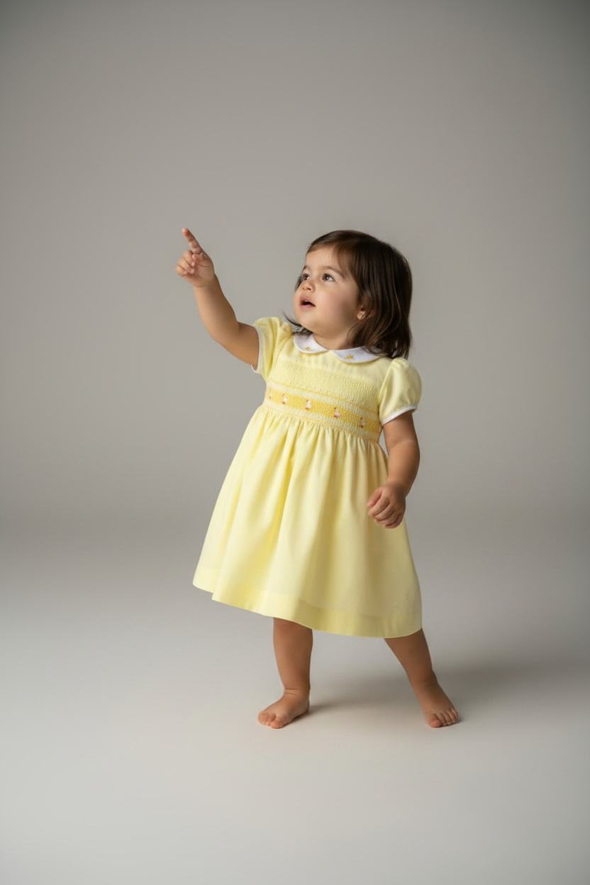 Emilia - Hand Smocked Dress with Spanish Pique Fabric