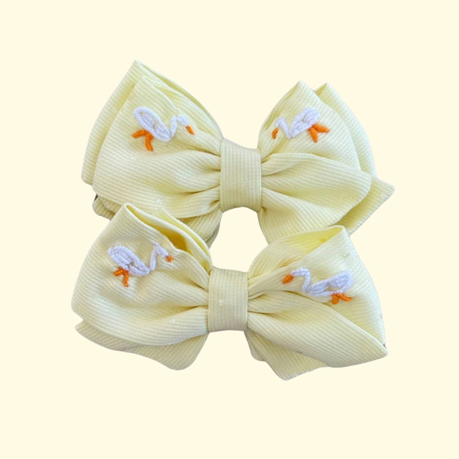 Emilia Hand Embroidered Pair of Bows