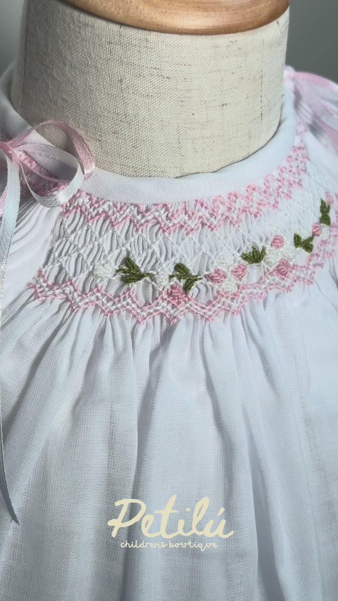 Micaela - Hand Smocked Baby Dress with Flutter Sleeves